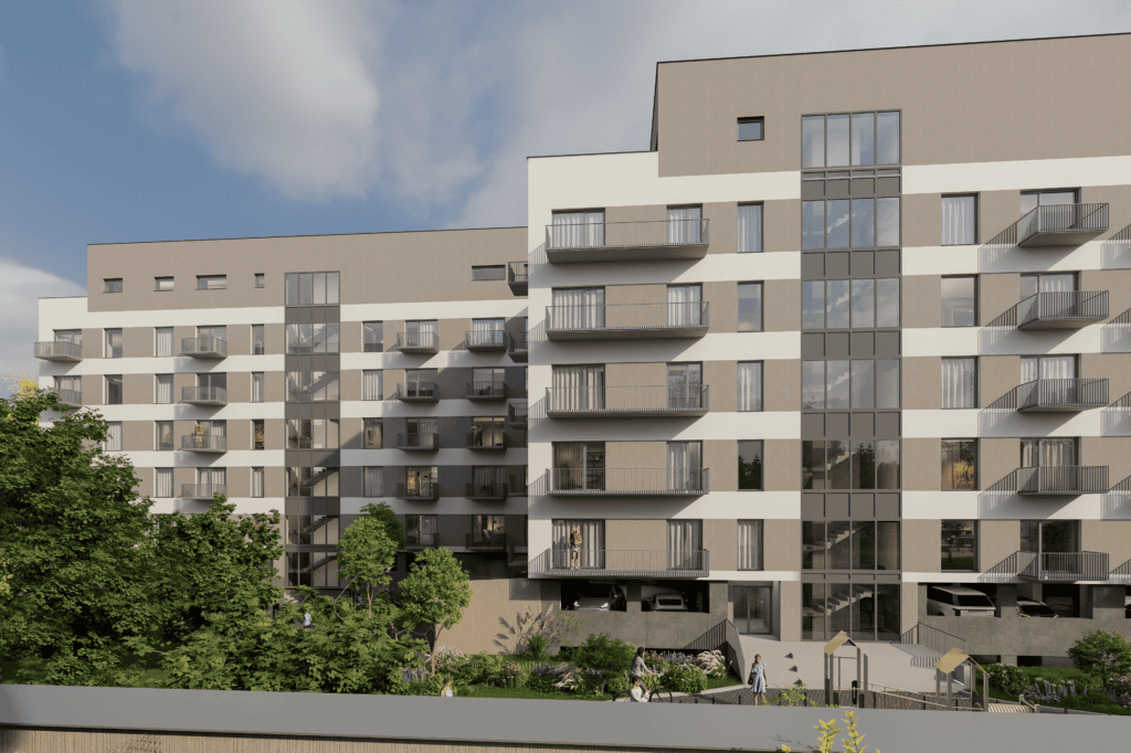 Prostorné terasy bytového domu Rezidence Kristian v Hradci Králové – moderní novostavba od developera STANEK HOLDING s výhledem do zeleně